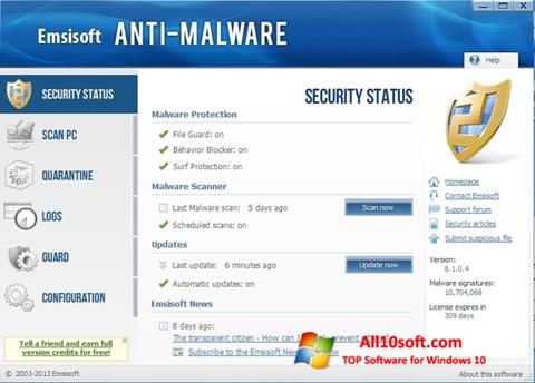 Screenshot Emsisoft Anti-Malware Windows 10