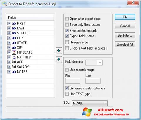 Screenshot DBF Viewer Windows 10