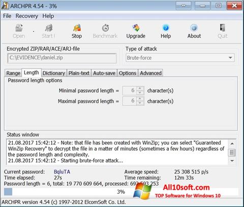 Screenshot Advanced Archive Password Recovery Windows 10