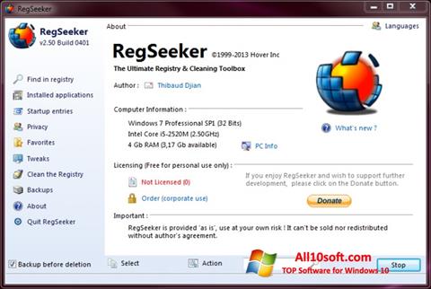 Screenshot RegSeeker Windows 10