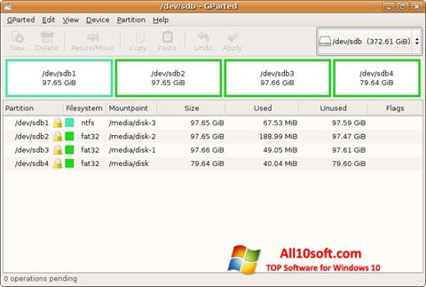 Screenshot GParted Windows 10