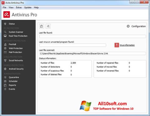 Screenshot Avira Antivirus Windows 10